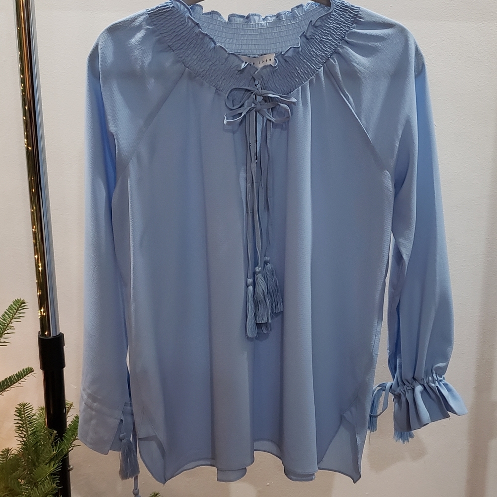 NWT Endless Rose Blue Peasant Top
